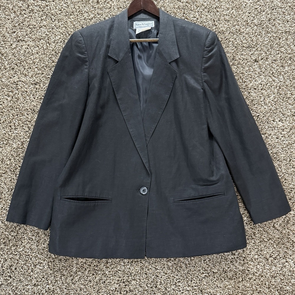 Norton McNaughton Black Blazer 14 Classic 90s‎ Careerwear Minimalist Jacket